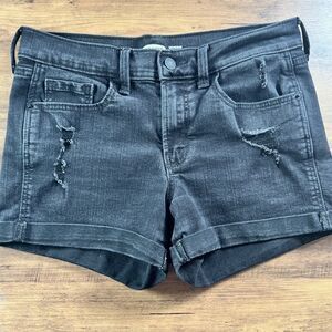 Old Navy | Washed Black Distressed Mid-Ride Boyfriend Denim Shorts Sz 4